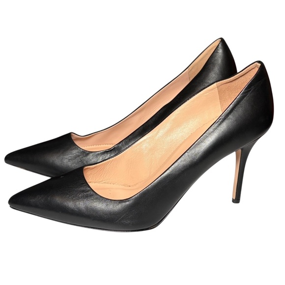 NEW J. Crew Classic Black Leather Stiletto Heels Pointed Toe 10 - Picture 1 of 9